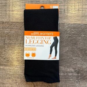 New Blissful Benefits by Warners No Muffin Top Black Textured Leggings XS 4-6